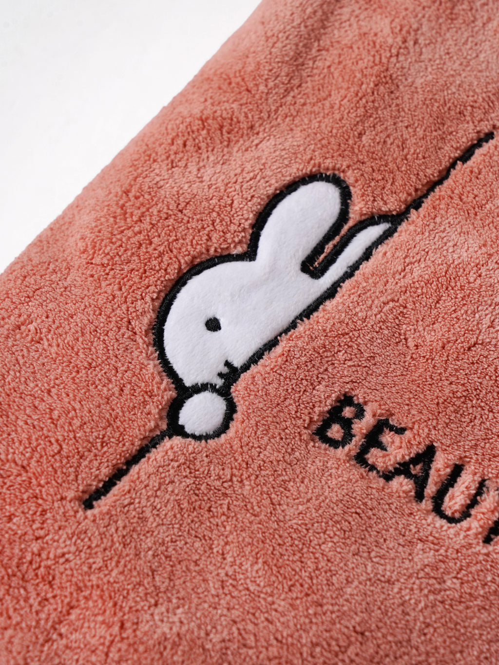Popees Baby Coral Plush Bath Towel with Bunny Embroidery, Ultra-Soft Absorbent Baby Bath Wrap, Gentle & Skin-Friendly Towel for Newborns & Infants