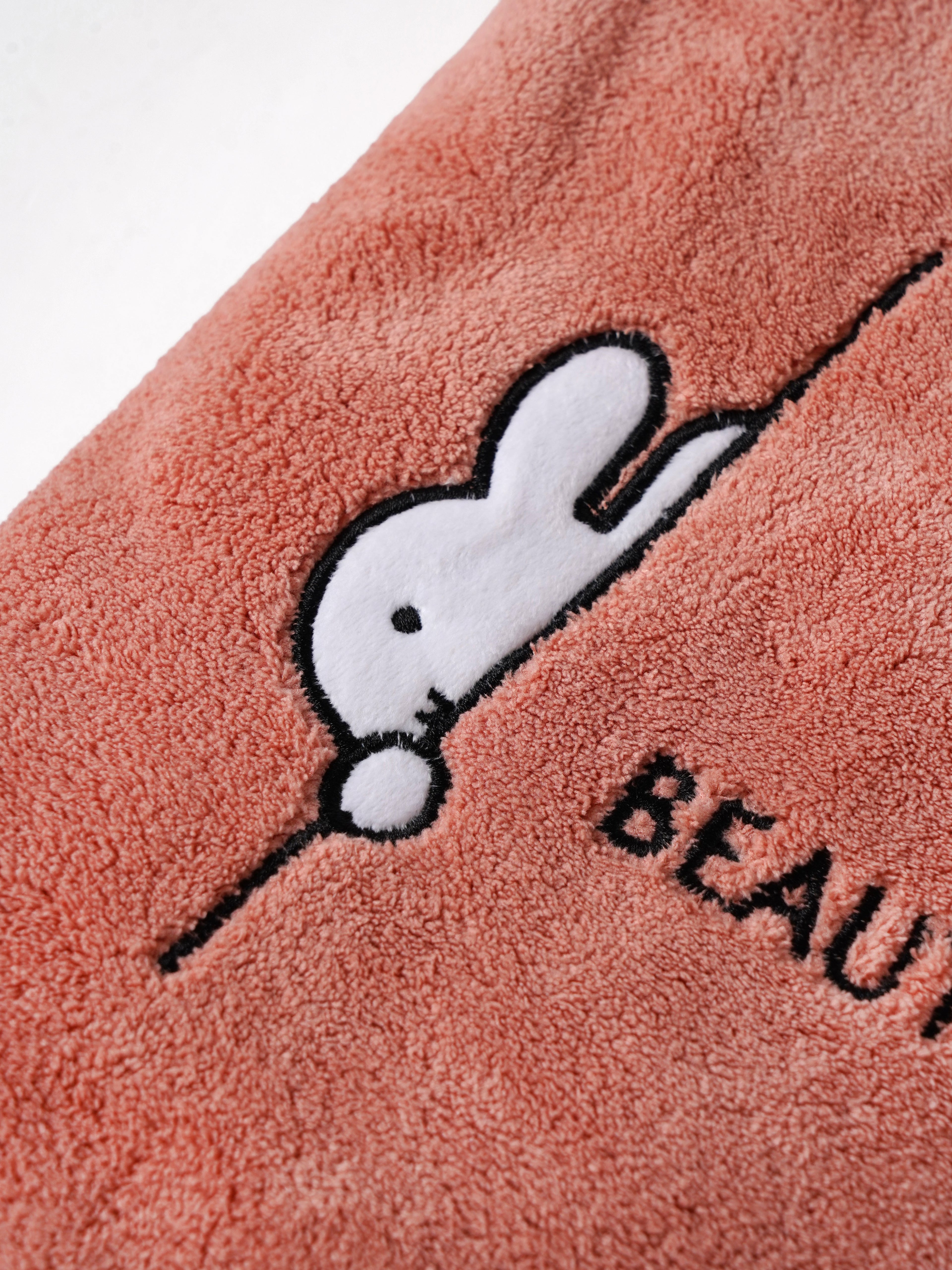Popees Baby Coral Plush Bath Towel with Bunny Embroidery, Ultra-Soft Absorbent Baby Bath Wrap, Gentle & Skin-Friendly Towel for Newborns & Infants