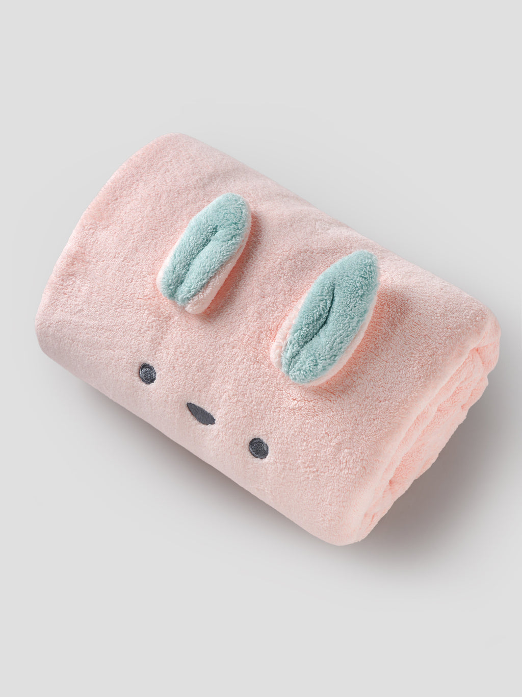 Popees Baby Soft 3D Bunny Ear Hooded Bath Towel, Ultra-Absorbent Pink Coral Plush Newborn Wrap