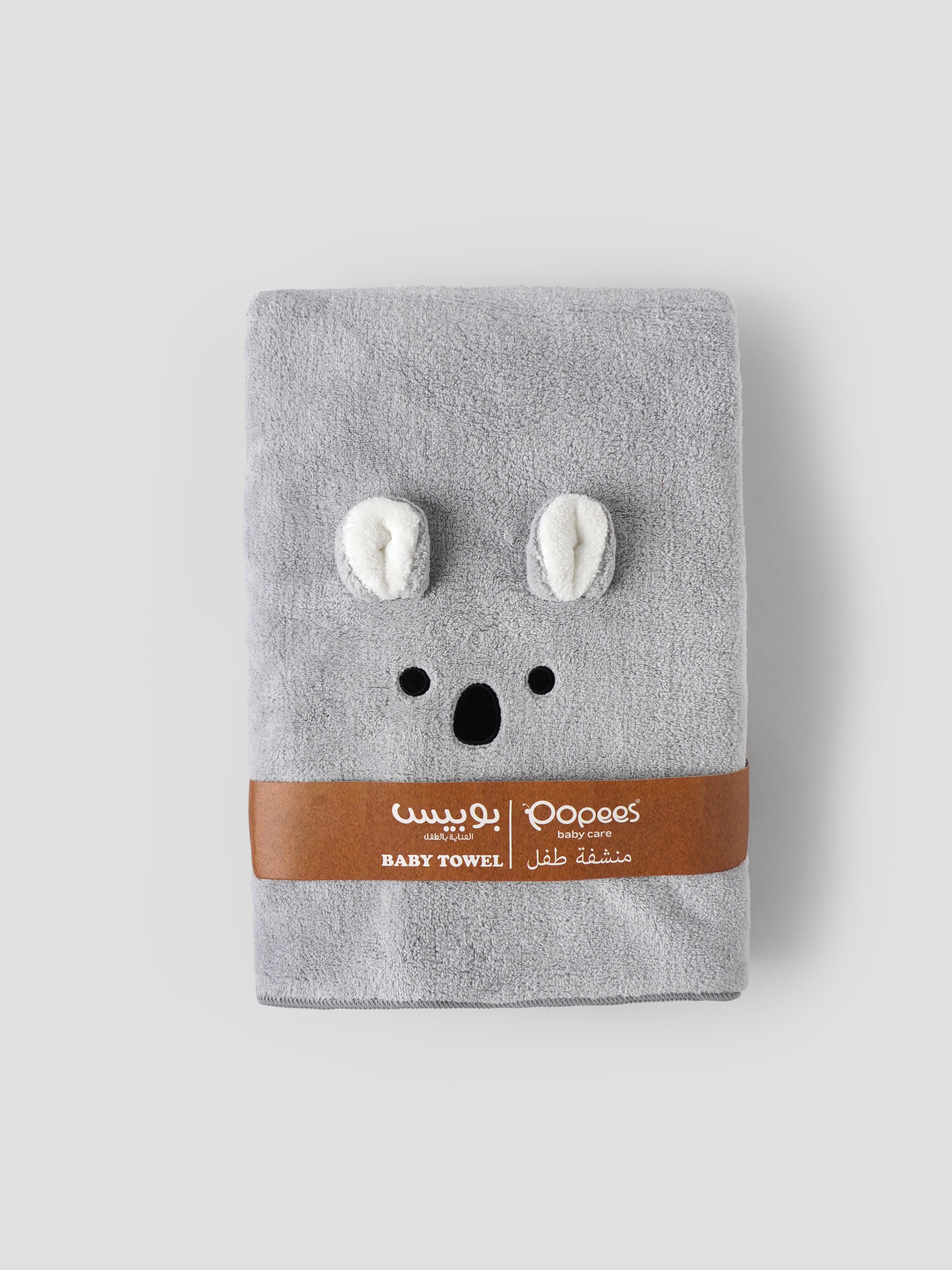 Popees Baby Ultra Soft Coral Plush Hooded Towel with 3D Animal Ears| Highly Absorbent Bath Wrap