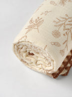 Popees Baby Cotton Bath Towel with Crochet Lace Border |Soft Absorbent Muslin Towel for Newborn & Infants, Cream Brown Print