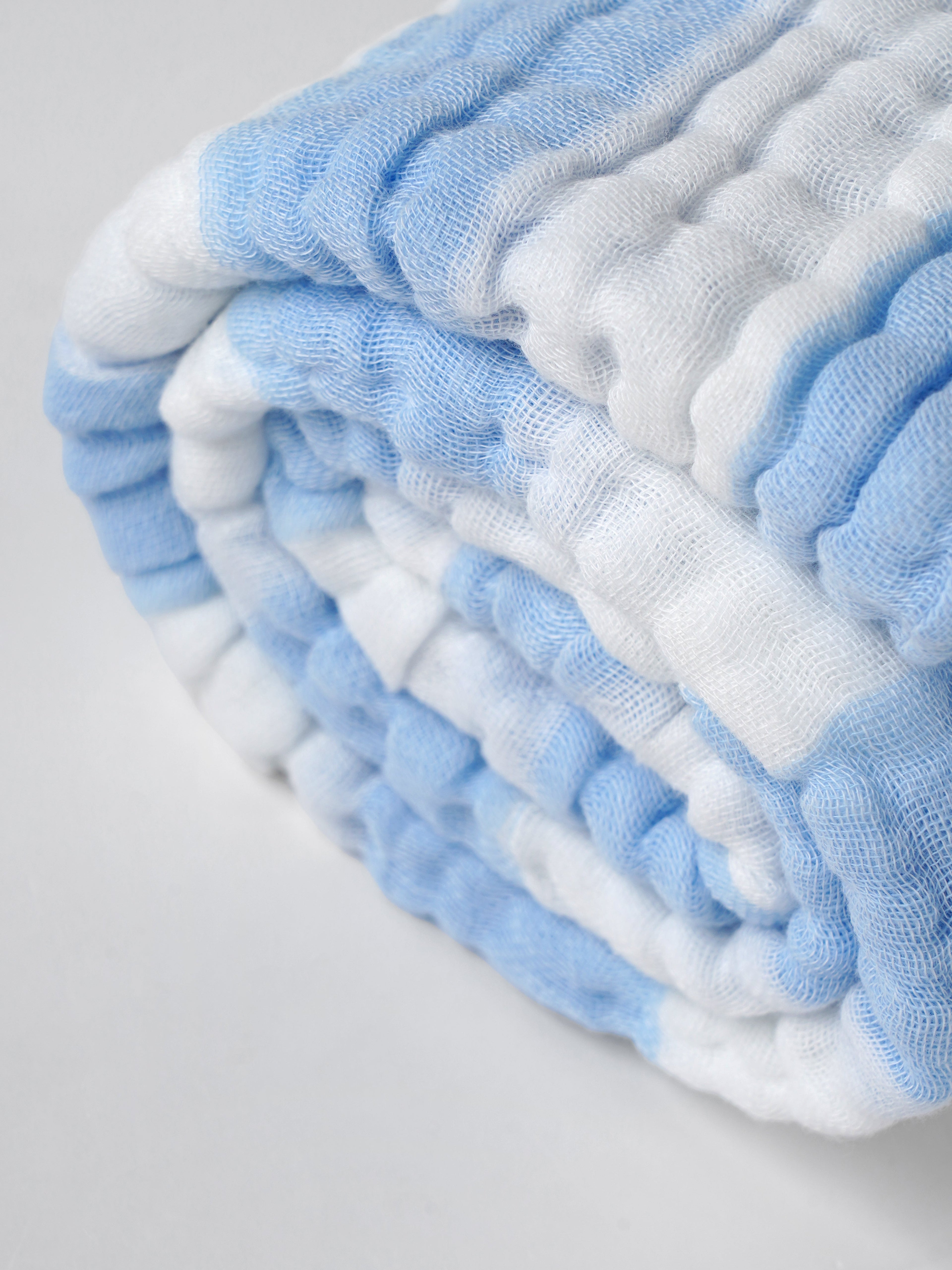 Popees Baby Towel for Newborns, Soft Muslin Cotton Bath Towel, Blue Stripe