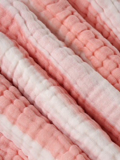 Popees Premium Combed Cotton Baby Bath Towel |Ultra Soft Muslin Newborn Towel, Absorbent & Breathable Peach and White Baby Bath Essential