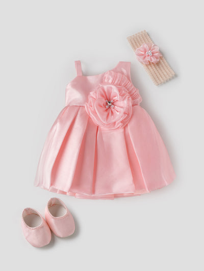 Popees Satin Sleeveless Party Wear Set (6-12 Months) for Baby Girls