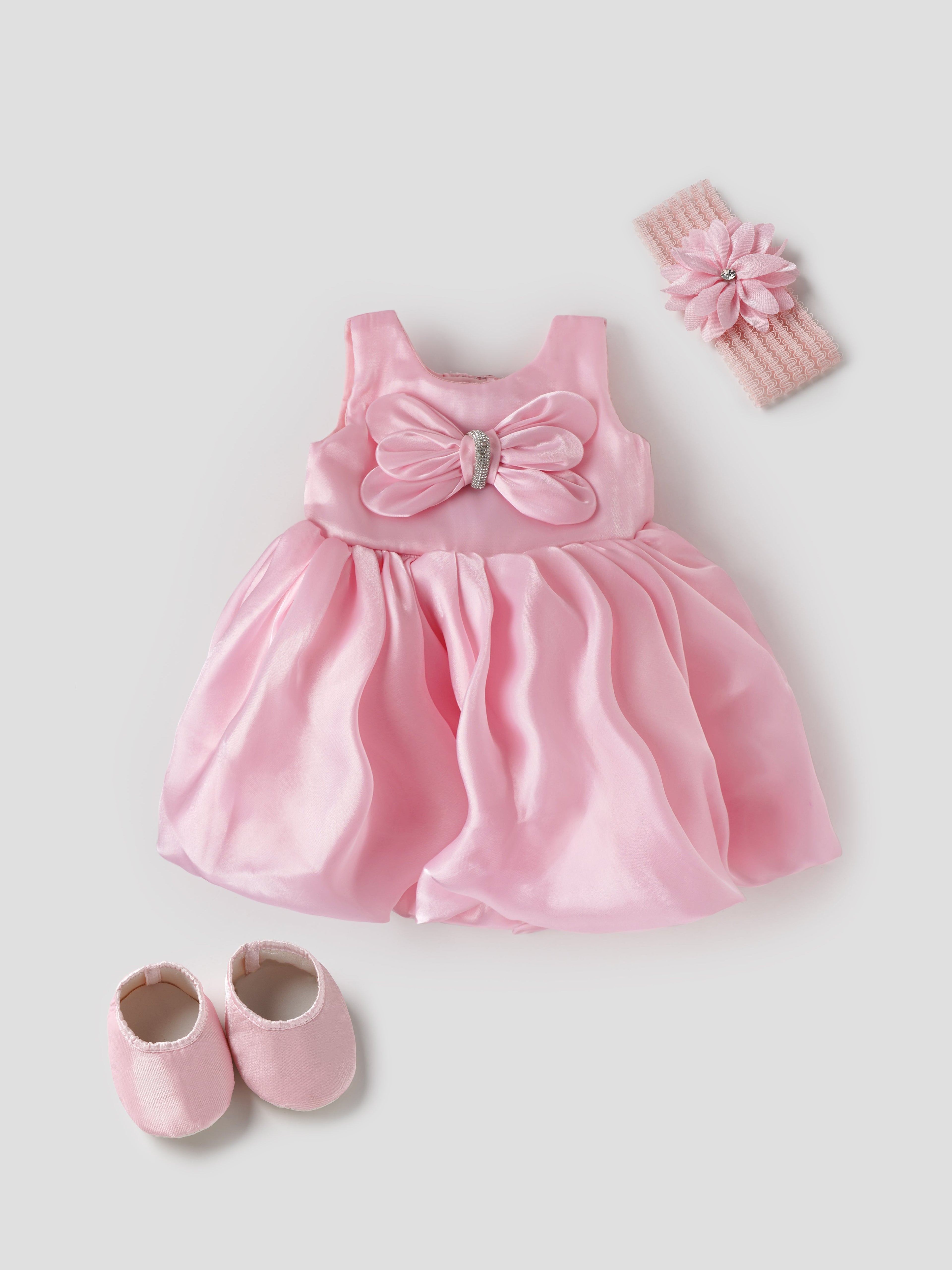 Popees Elegant Satin Frock Set (6-12 Months) for Baby Girls