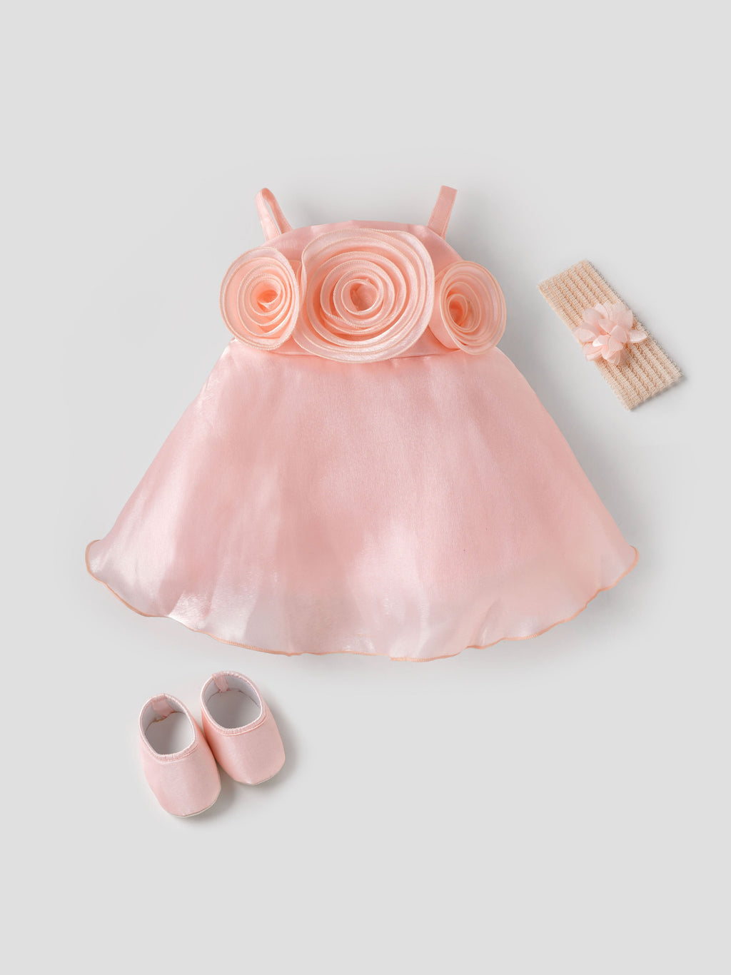 Popees Elegant Rosette Party Wear Dress Set (6-12 Months) for Baby Girls