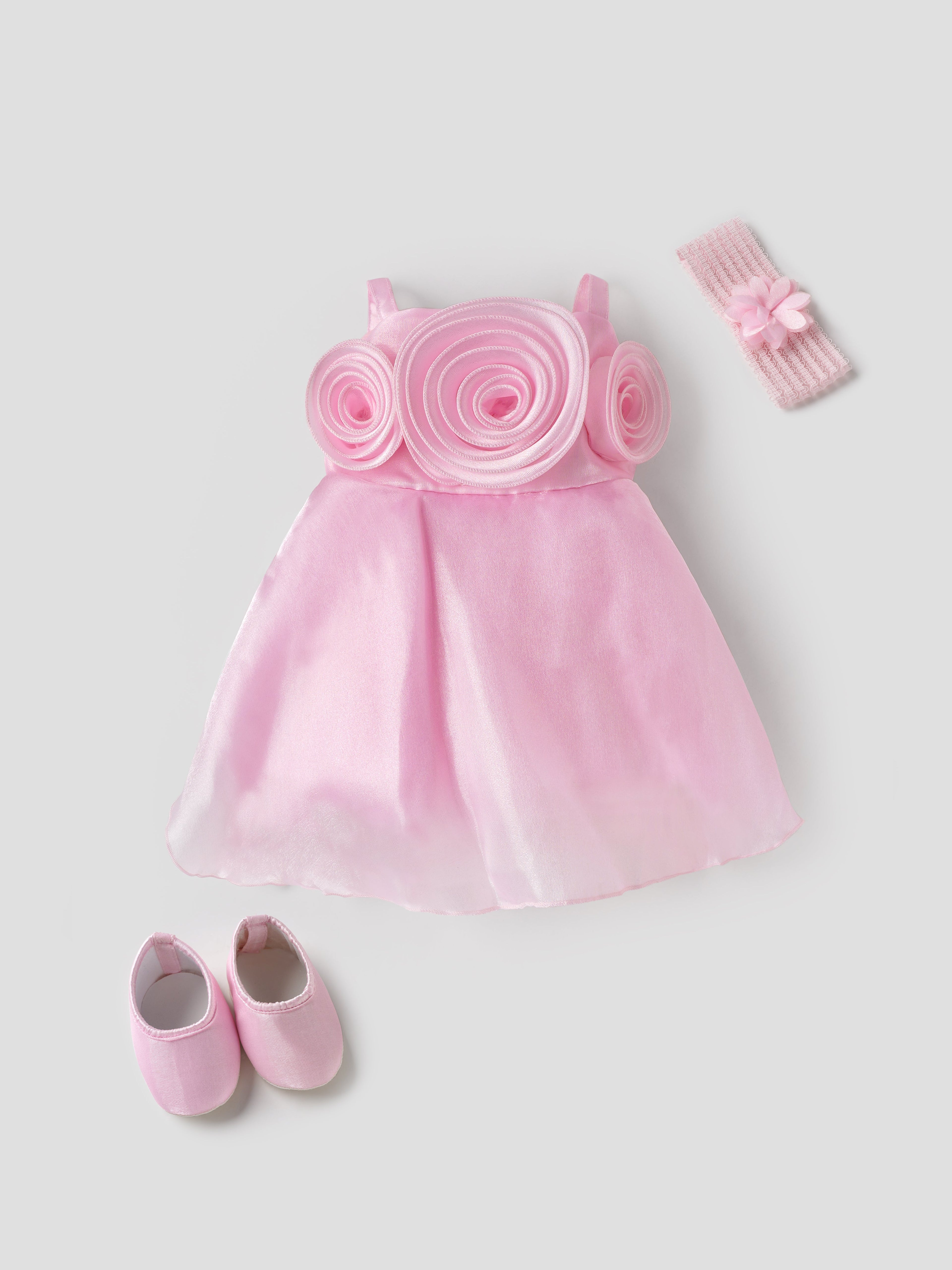 Popees Elegant Rosette Party Wear Dress Set (6-12 Months) for Baby Girls