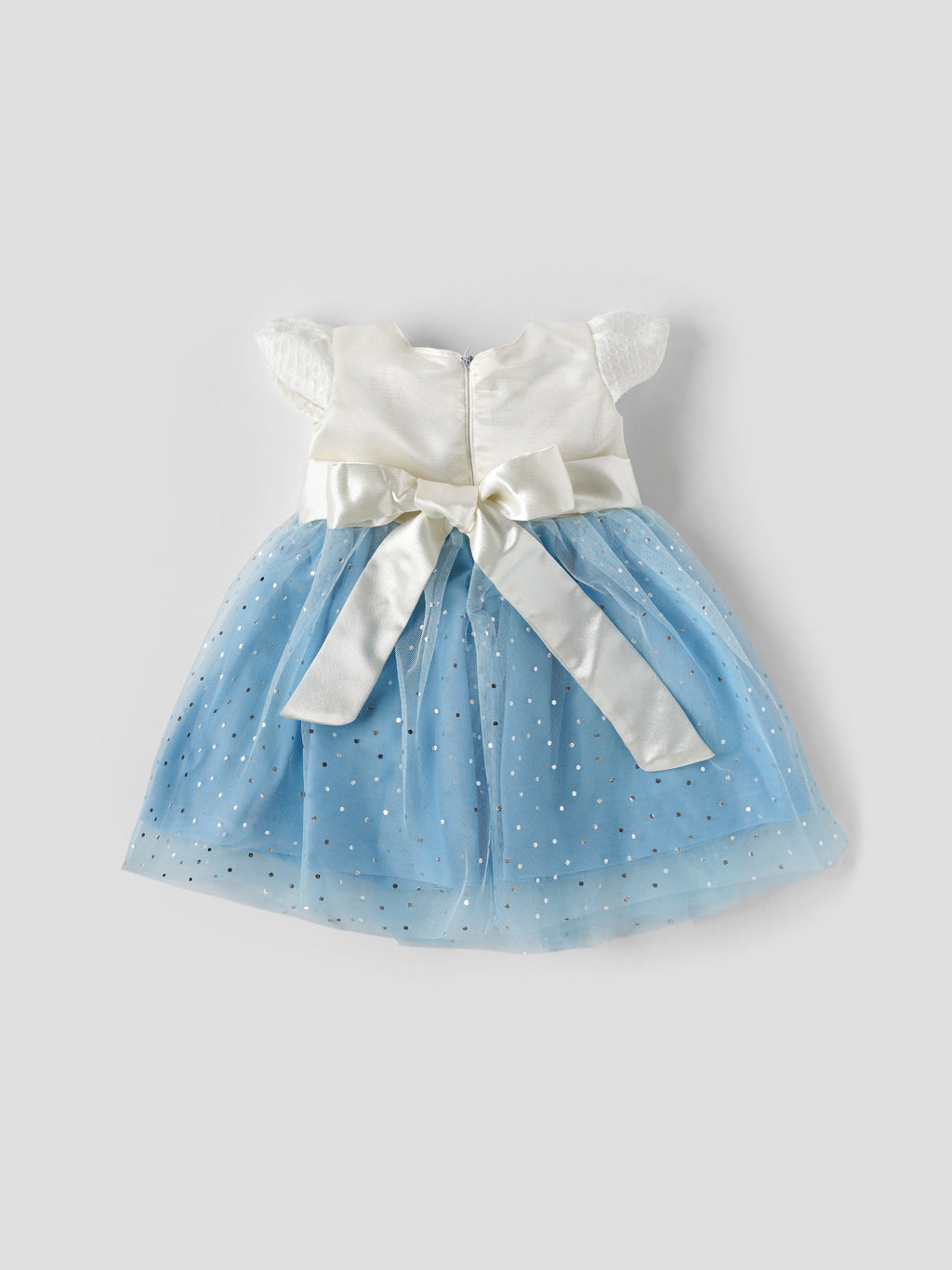 Popees Elegant Blue Net Party Wear Dress (9M-4Y) for Baby Girls