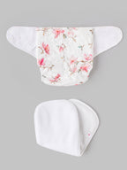 Popees Baby Reusable Cloth Diaper | Adjustable Snap Closure | Floral Print | Newborn (color may vary depending on availability)