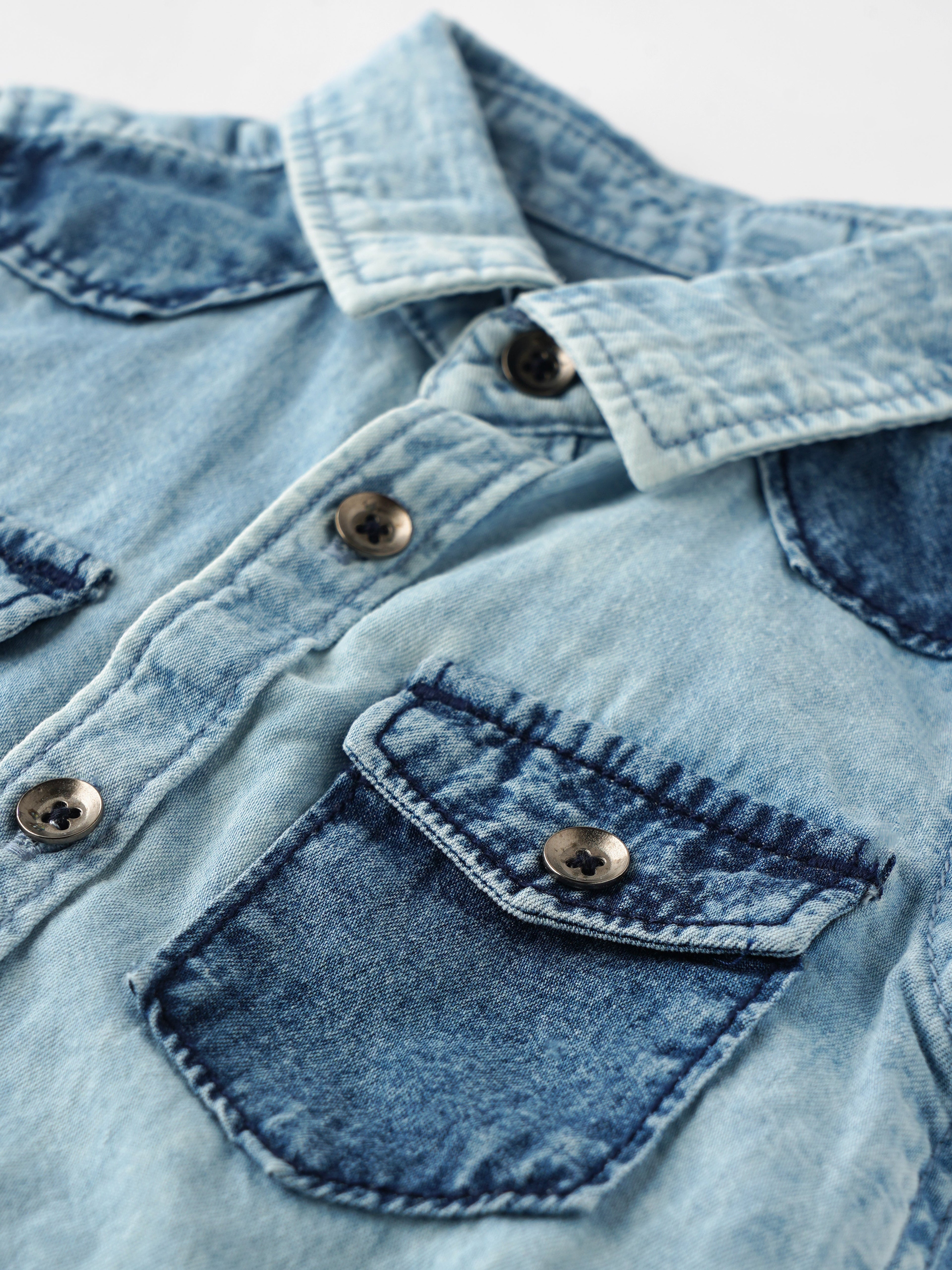 Popees Stylish & Trendy Double Pocket Denim Shirt (3-36 months) for Boys