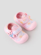 Popees Baby Unisex Soft & Stylish Velcro Strap Shoes with Comfortable Fit | Cute Teddy Bear Character Shoes for Boys & Girls | Pink