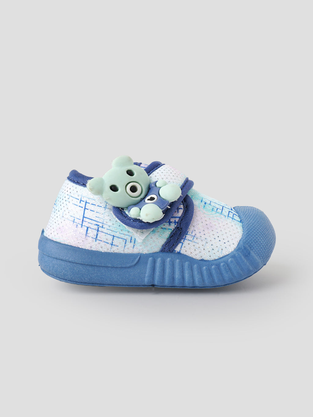 Popees Baby Unisex  Soft & Stylish Velcro Shoes | Comfortable Casual Shoes with Cute Design for Baby Girls and Baby Boys |Air Force Blue & White