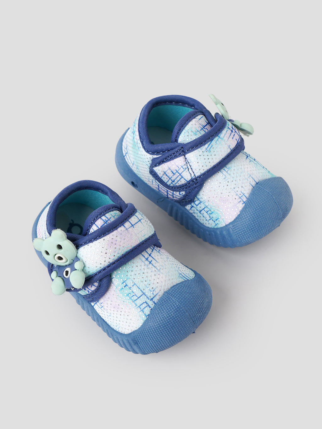 Popees Baby Unisex  Soft & Stylish Velcro Shoes | Comfortable Casual Shoes with Cute Design for Baby Girls and Baby Boys |Air Force Blue & White