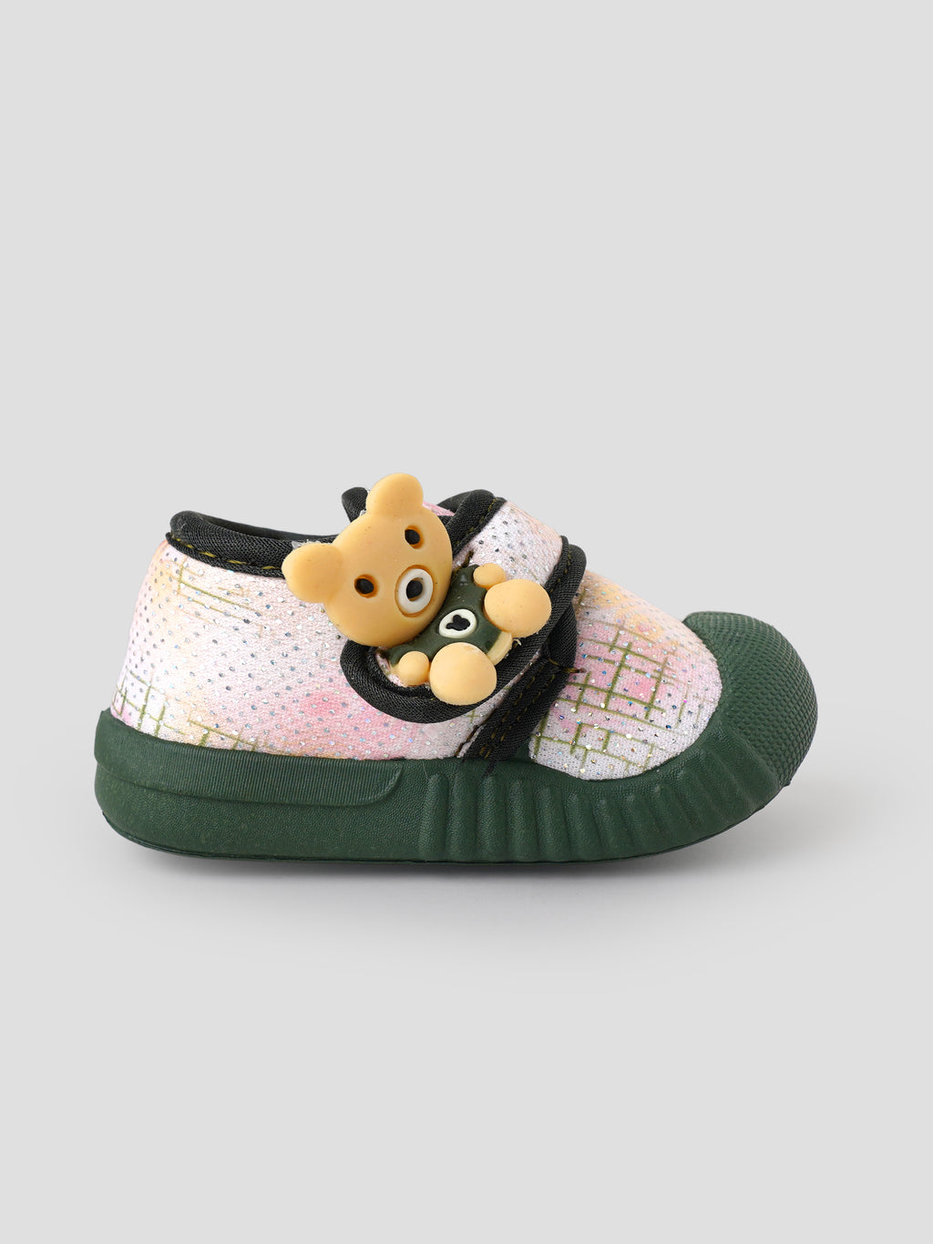 Popees Baby Unisex  Soft & Stylish Velcro Shoes | Comfortable Casual Shoes with Cute Flower Character Design for Baby Girls and Baby Boys | Mehendi Green & Pink