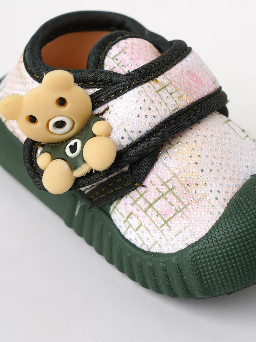 Popees Baby Unisex  Soft & Stylish Velcro Shoes | Comfortable Casual Shoes with Cute Flower Character Design for Baby Girls and Baby Boys | Mehendi Green & Pink