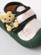 Popees Baby Unisex  Soft & Stylish Velcro Shoes | Comfortable Casual Shoes with Cute Flower Character Design for Baby Girls and Baby Boys | Mehendi Green & Pink