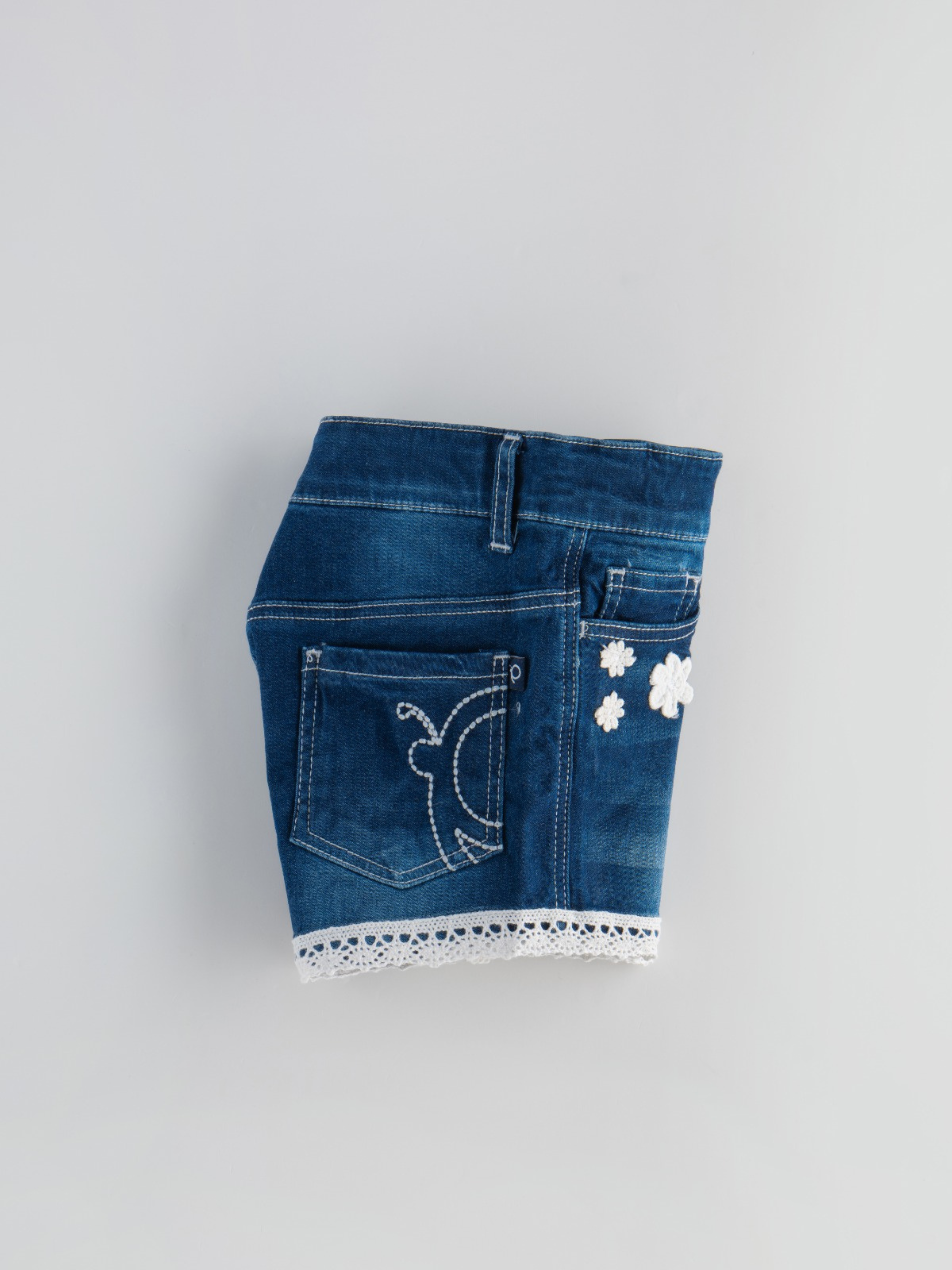 Popees Baby Girls Denim Shorts with Lace Hem| Blue| 1-7 Years