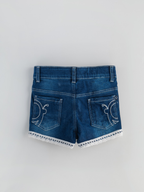 Popees Baby Girls Denim Shorts with Lace Hem| Blue| 1-7 Years