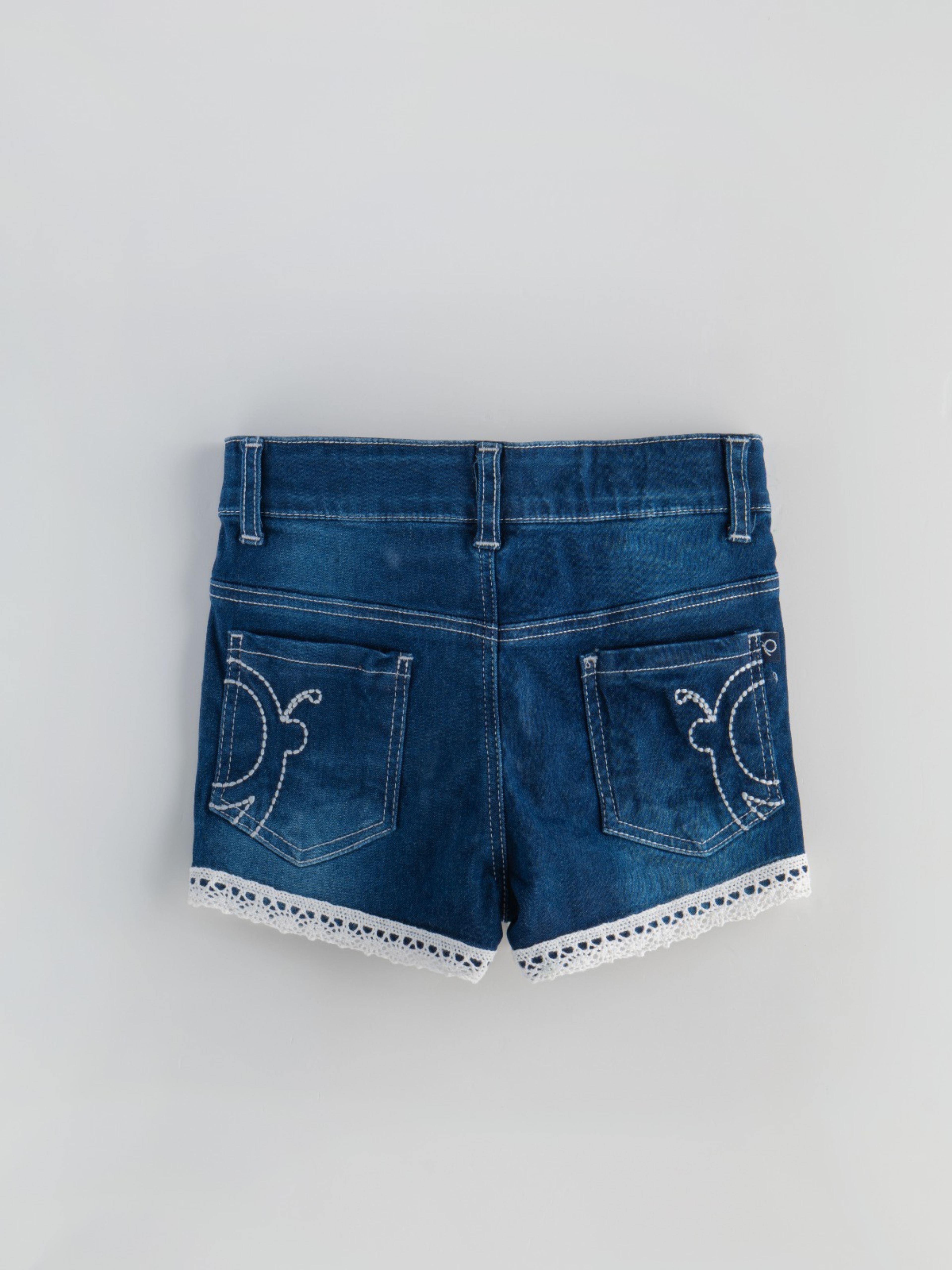 Popees Baby Girls Denim Shorts with Lace Hem| Blue| 1-7 Years