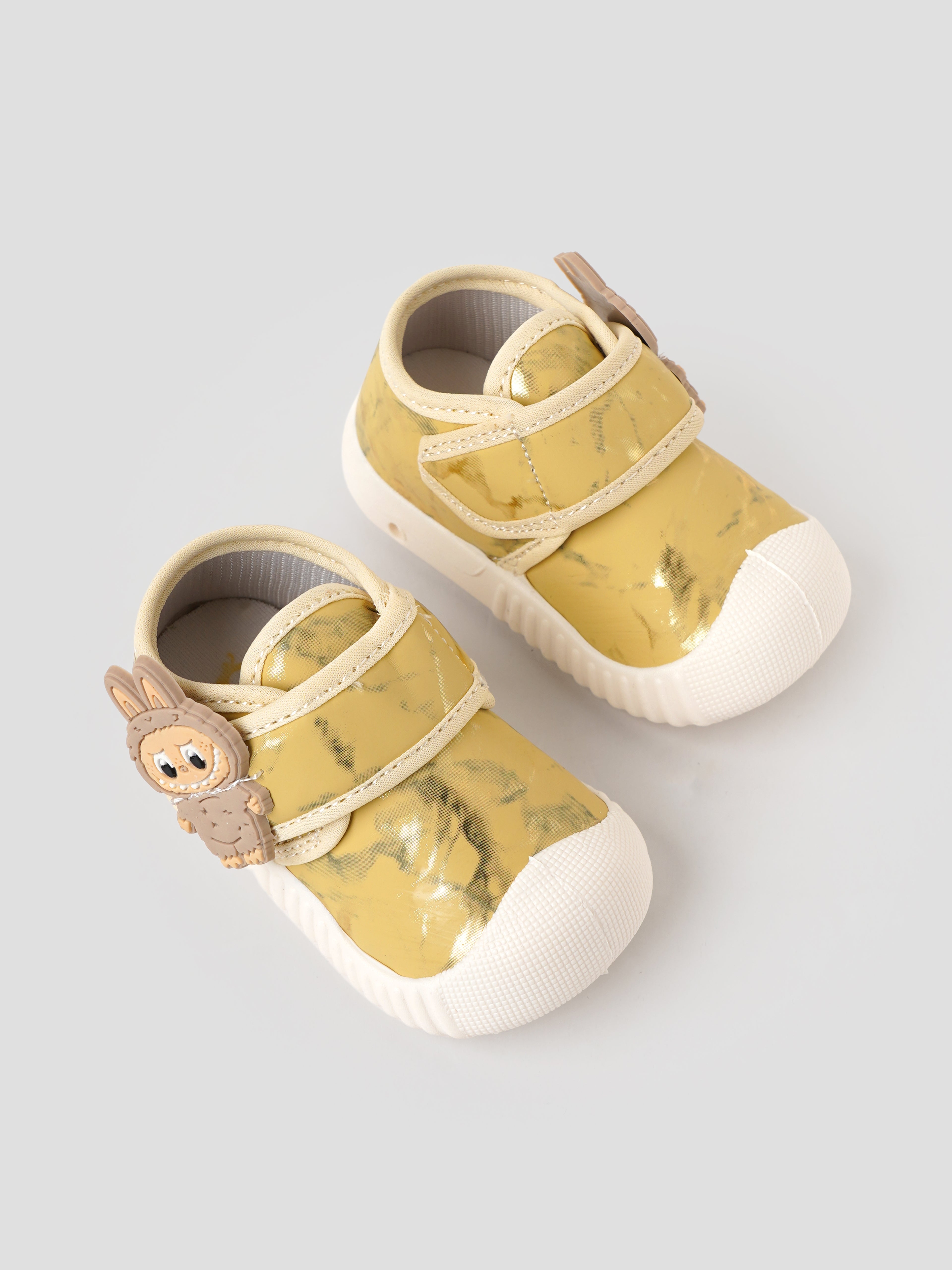 Popees Baby Unisex Soft & Stylish Velcro Strap Shoes with Comfortable Fit | Casual Baby Shoes for Boys & Girls | Golden