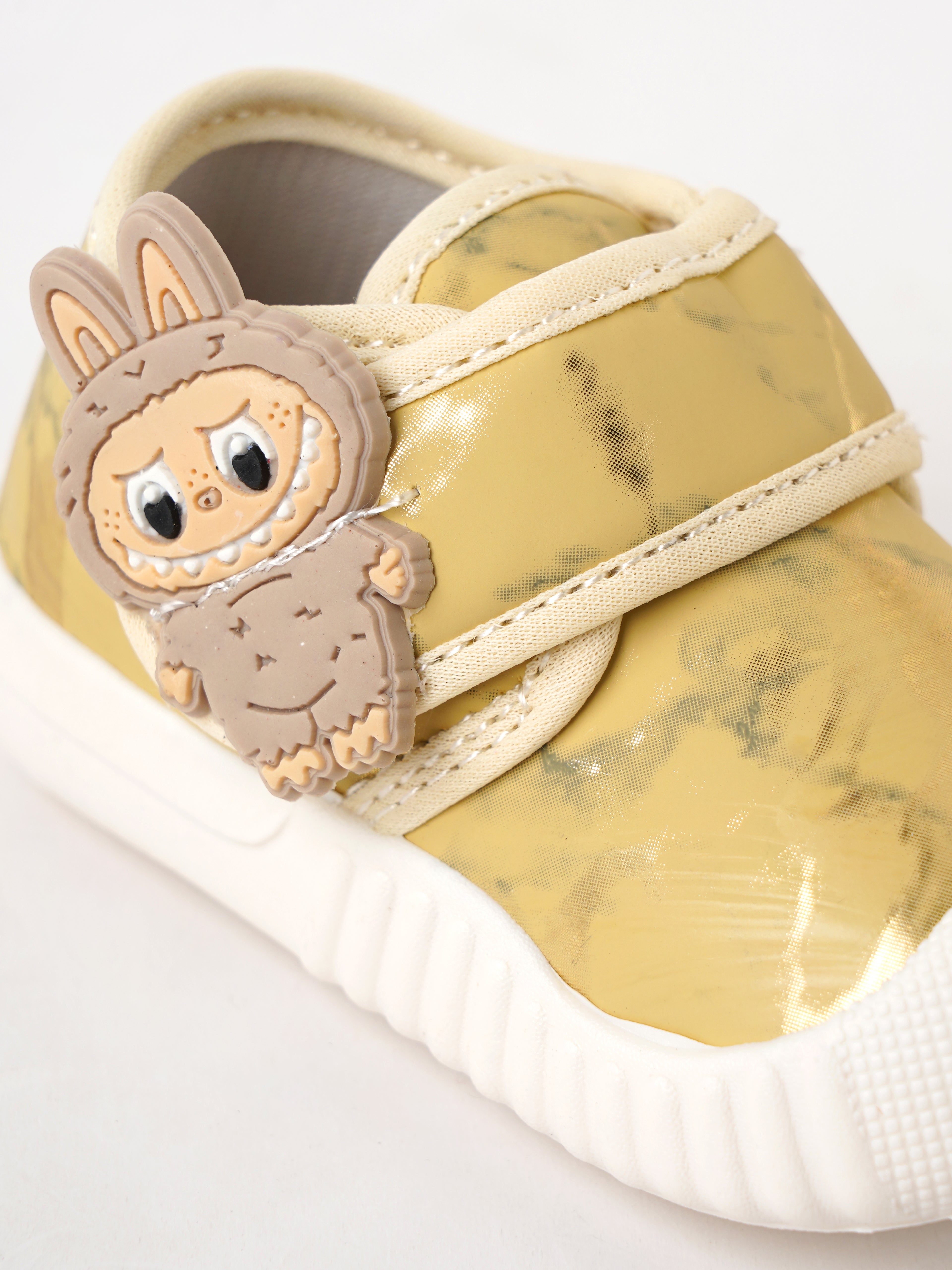 Popees Baby Unisex Soft & Stylish Velcro Strap Shoes with Comfortable Fit | Casual Baby Shoes for Boys & Girls | Golden