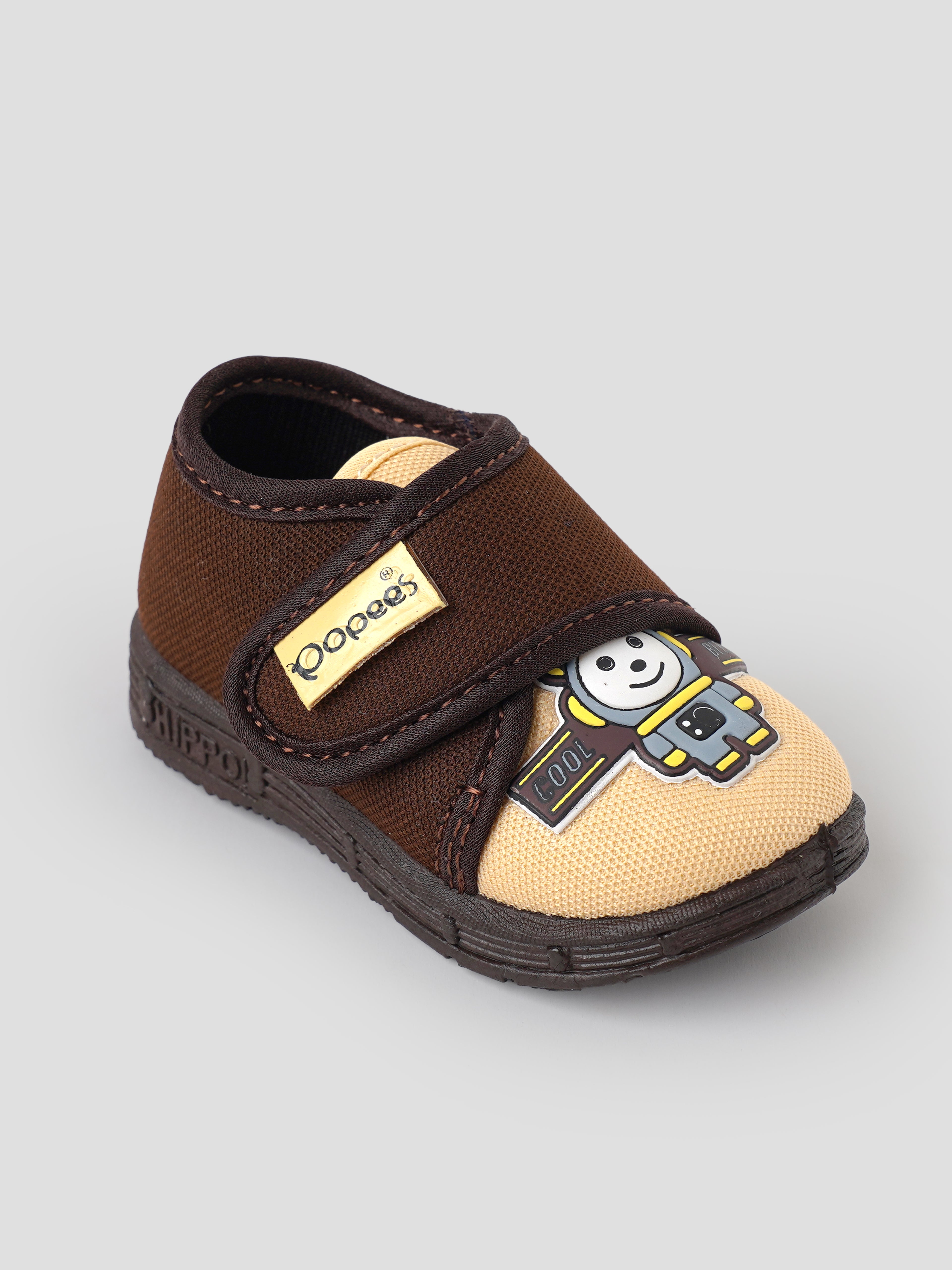 Popees Baby Unisex Soft & Stylish Velcro Strap Shoes with Comfortable Fit | Casual Baby Shoes for Boys & Girls | Brown
