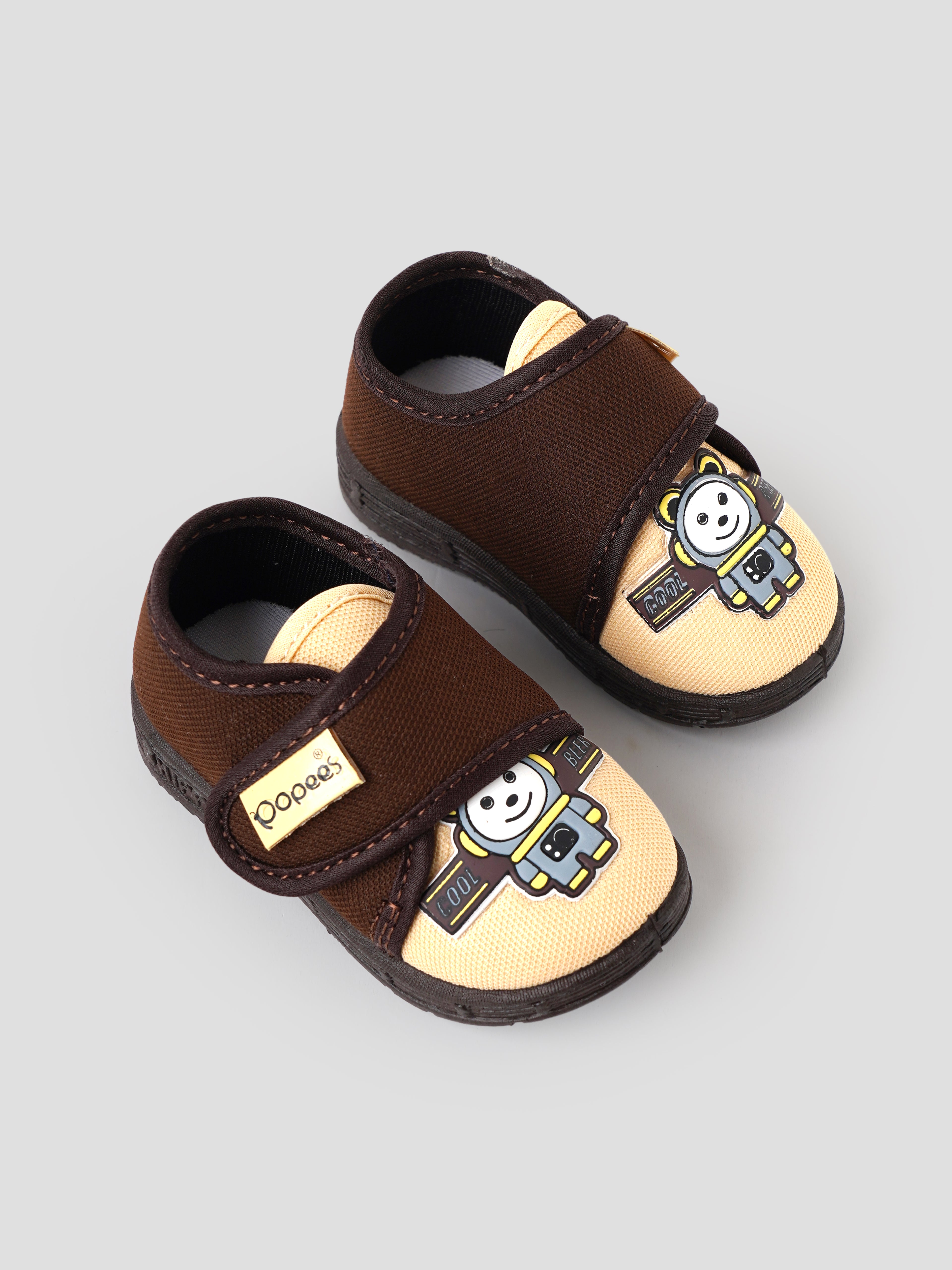Popees Baby Unisex Soft & Stylish Velcro Strap Shoes with Comfortable Fit | Casual Baby Shoes for Boys & Girls | Brown