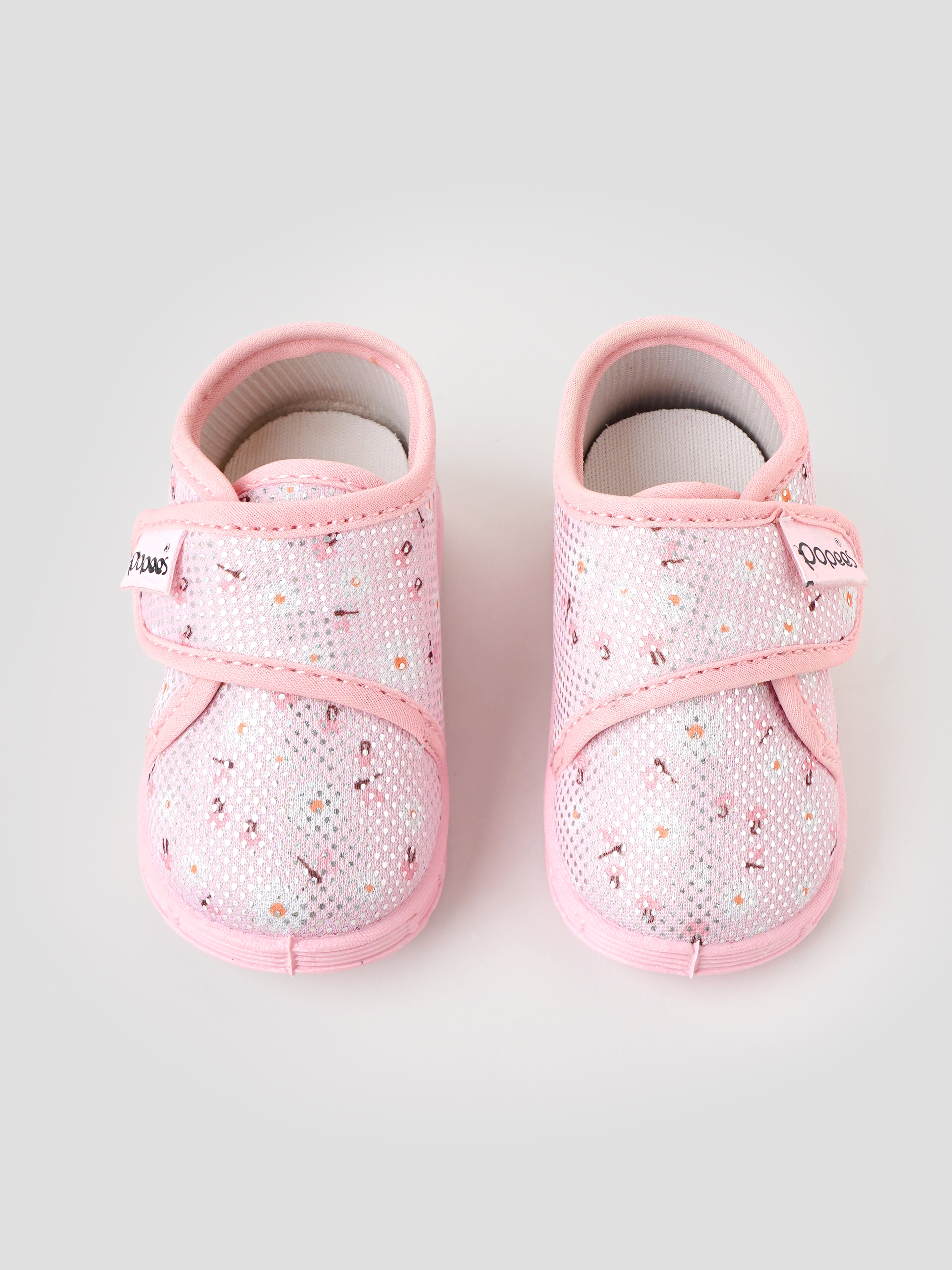 Popees Baby Unisex Soft & Stylish Pink Baby Shoes | Lightweight Mesh Shoes with Velcro Closure | Comfortable Footwear for Boys & Girls