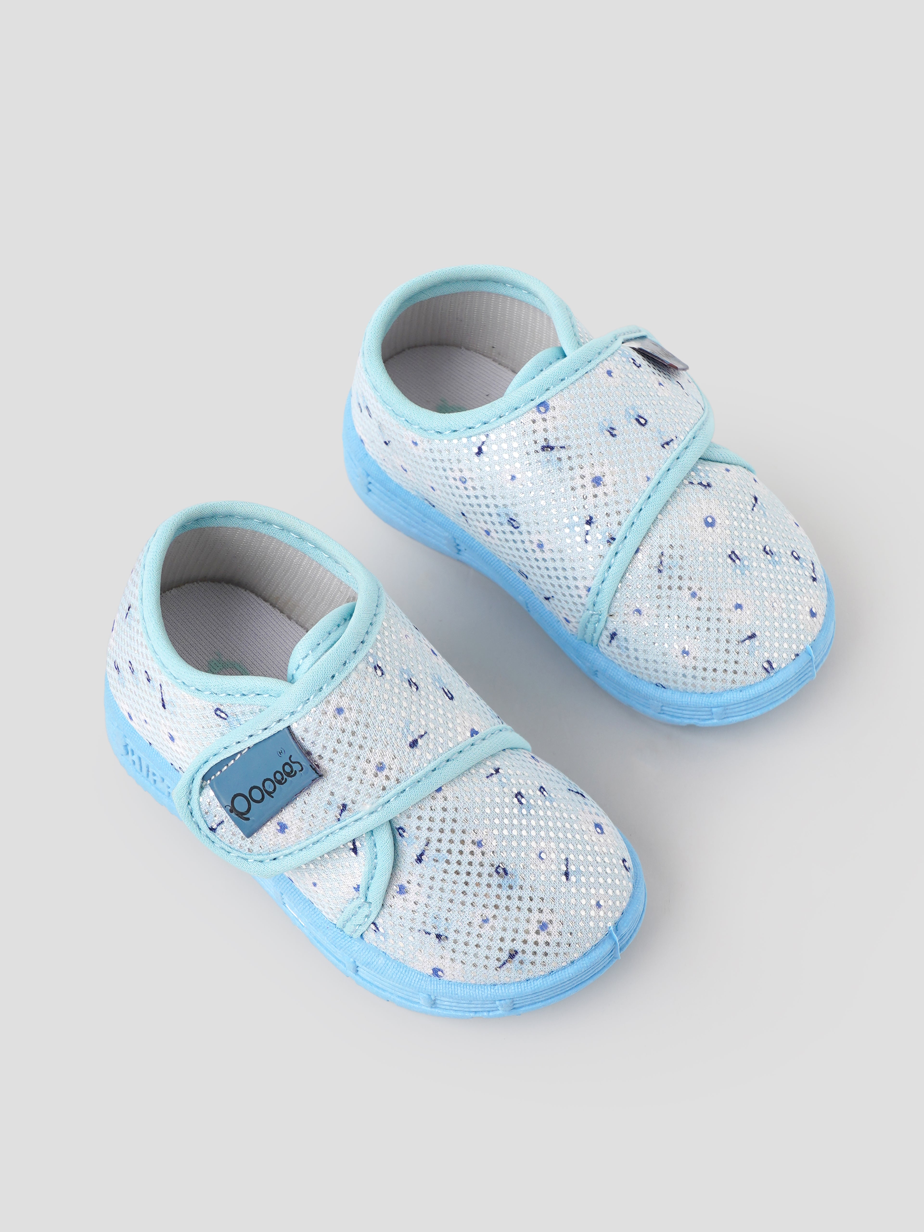 Popees Baby Unisex Soft & Stylish Shoes | Lightweight Blue Mesh Shoes with Velcro Closure for Baby Boys & Girls