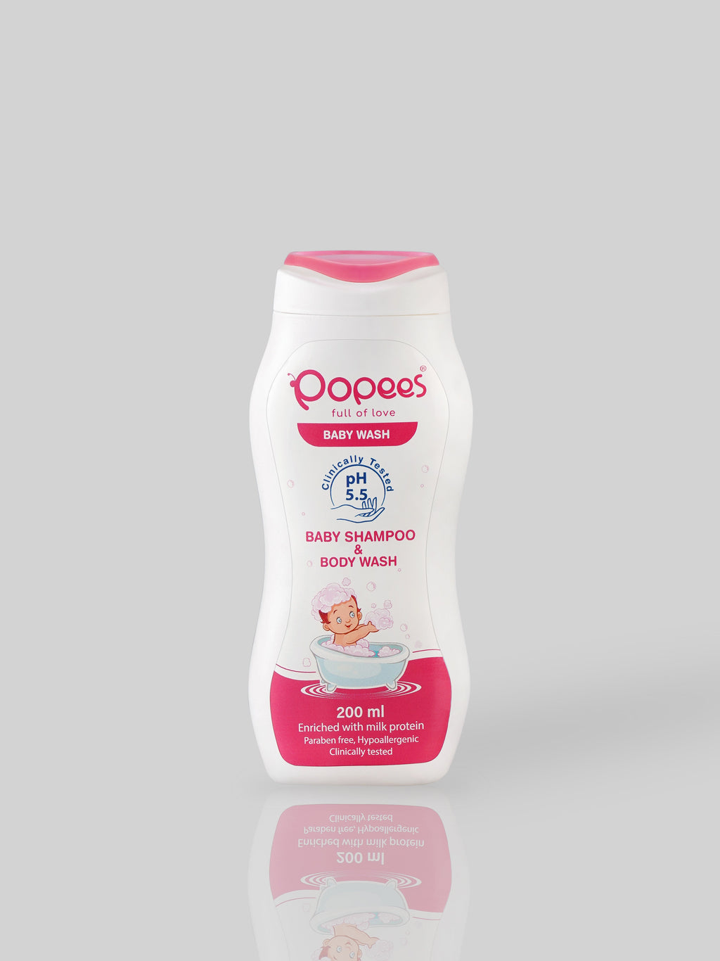 Popees Dermatologically Tested Baby Body Wash & Shampoo with pH 5.5 Prevents Dryness & Irritations
