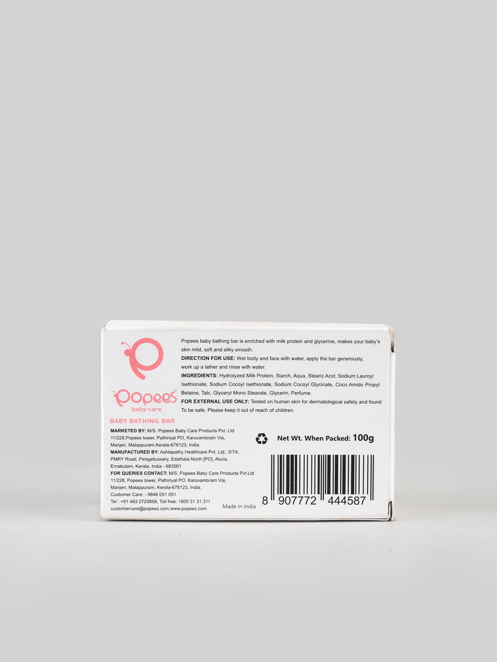 Popees Ultra-gentle Dermatologist Recommended Baby Bathing Bar with pH 5.5
