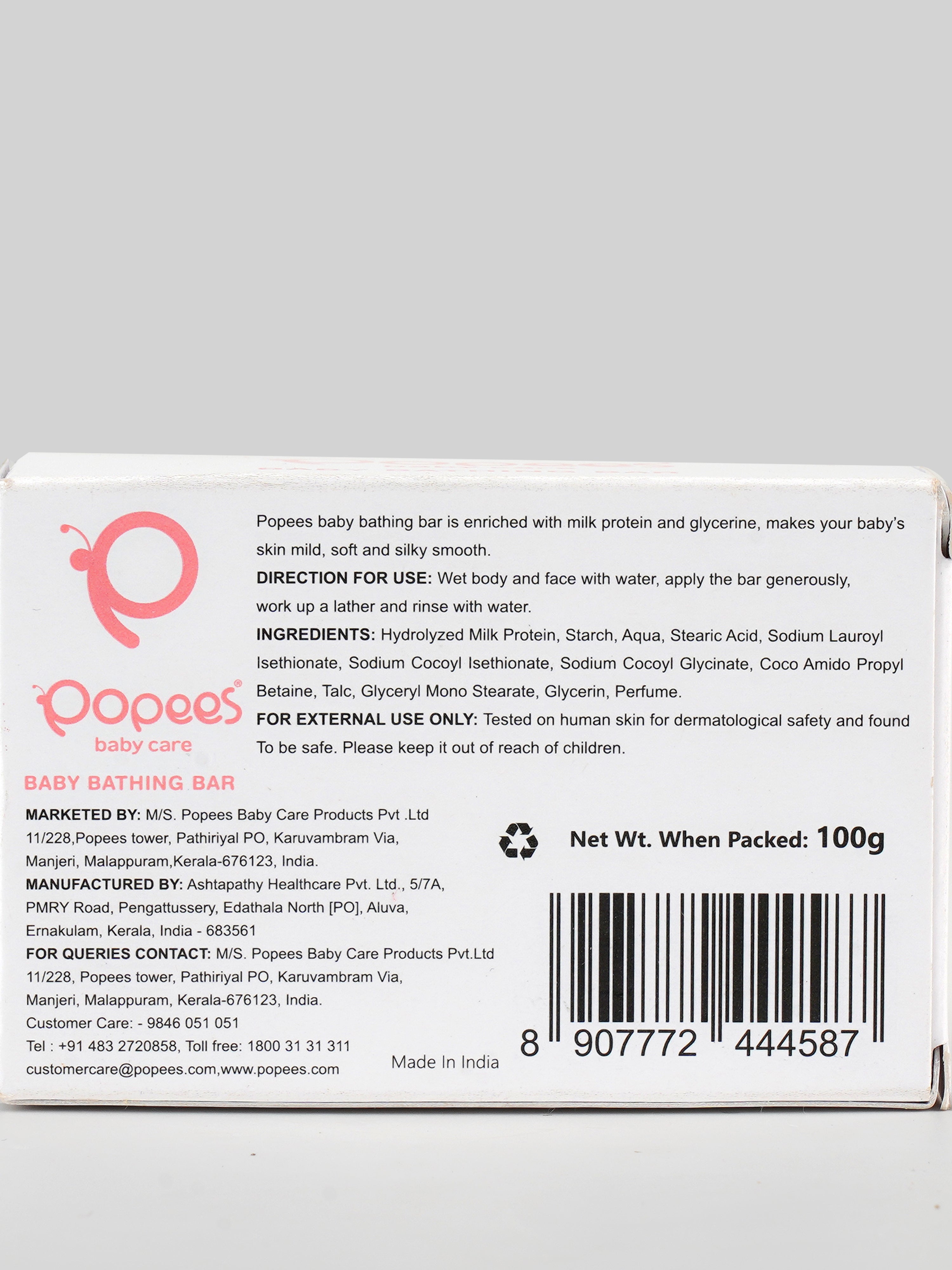 Popees Ultra-gentle Dermatologist Recommended Baby Bathing Bar